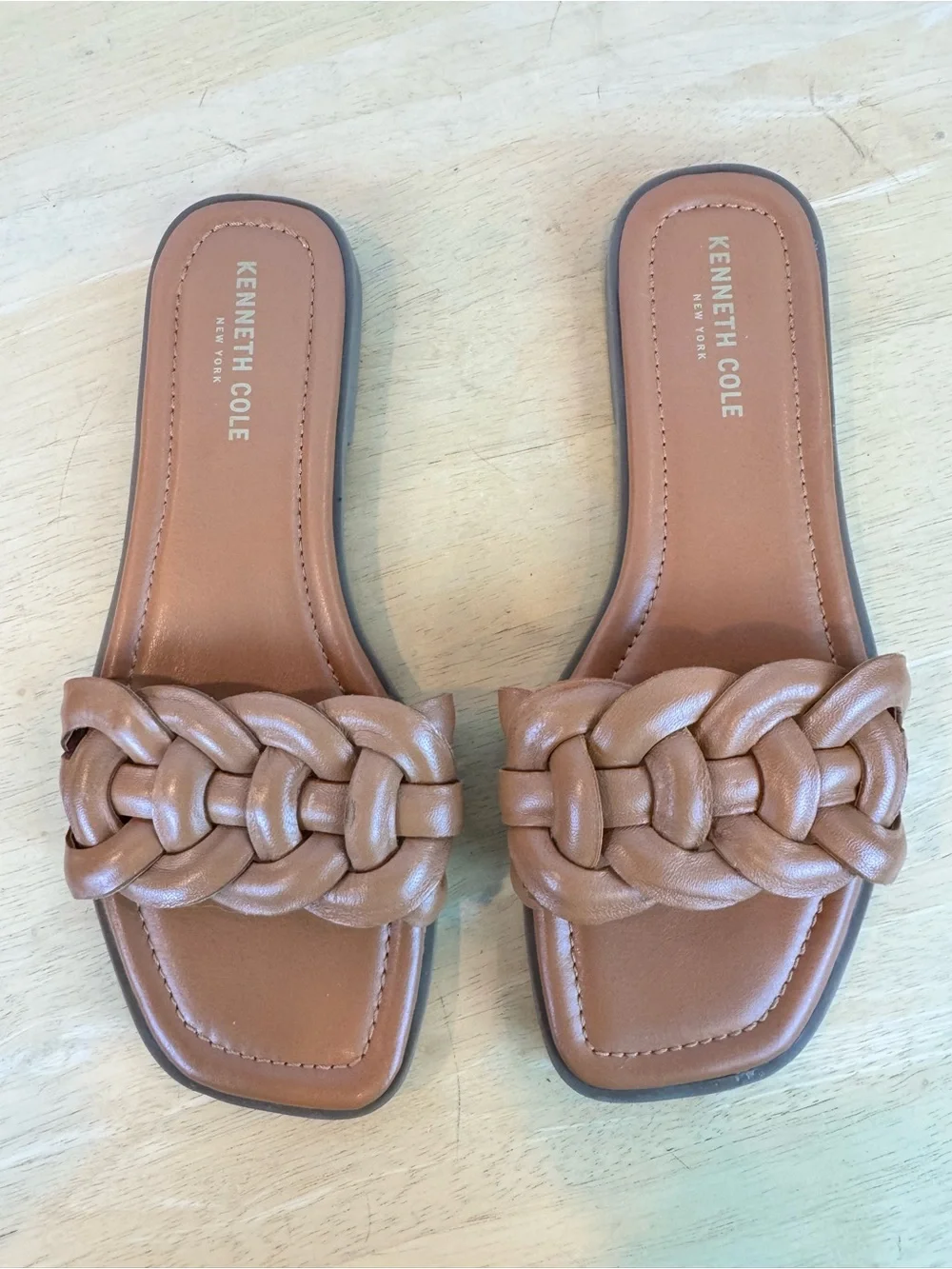 Kenneth Cole | Saddle Brown Slide Sandal, 8 - Picture 3 of 10